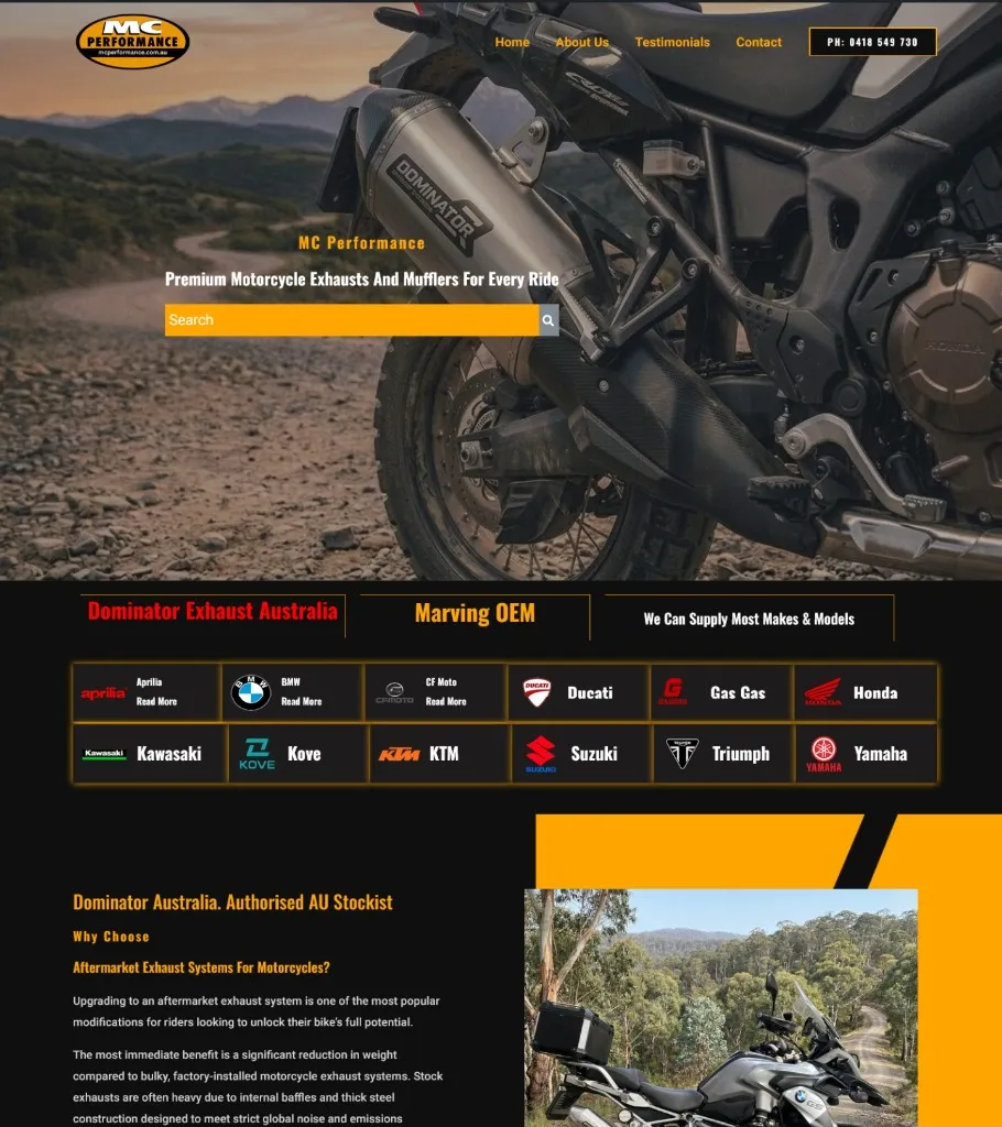 MC Performance new website after renovation