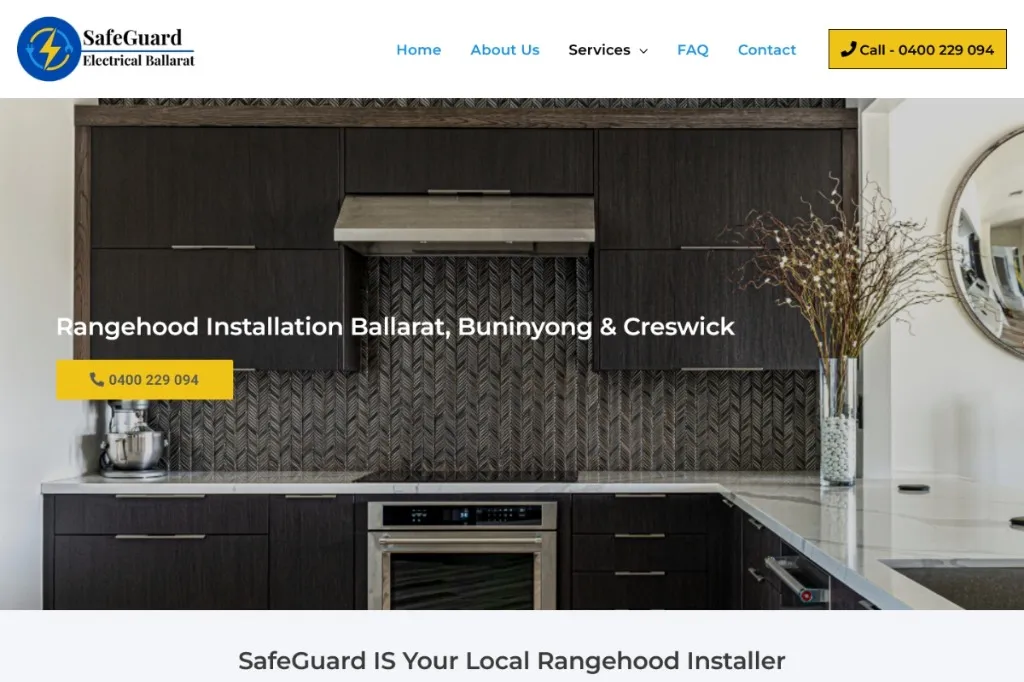SafeGuard Electrical Ballarat website hero screenshot showing fast loading design